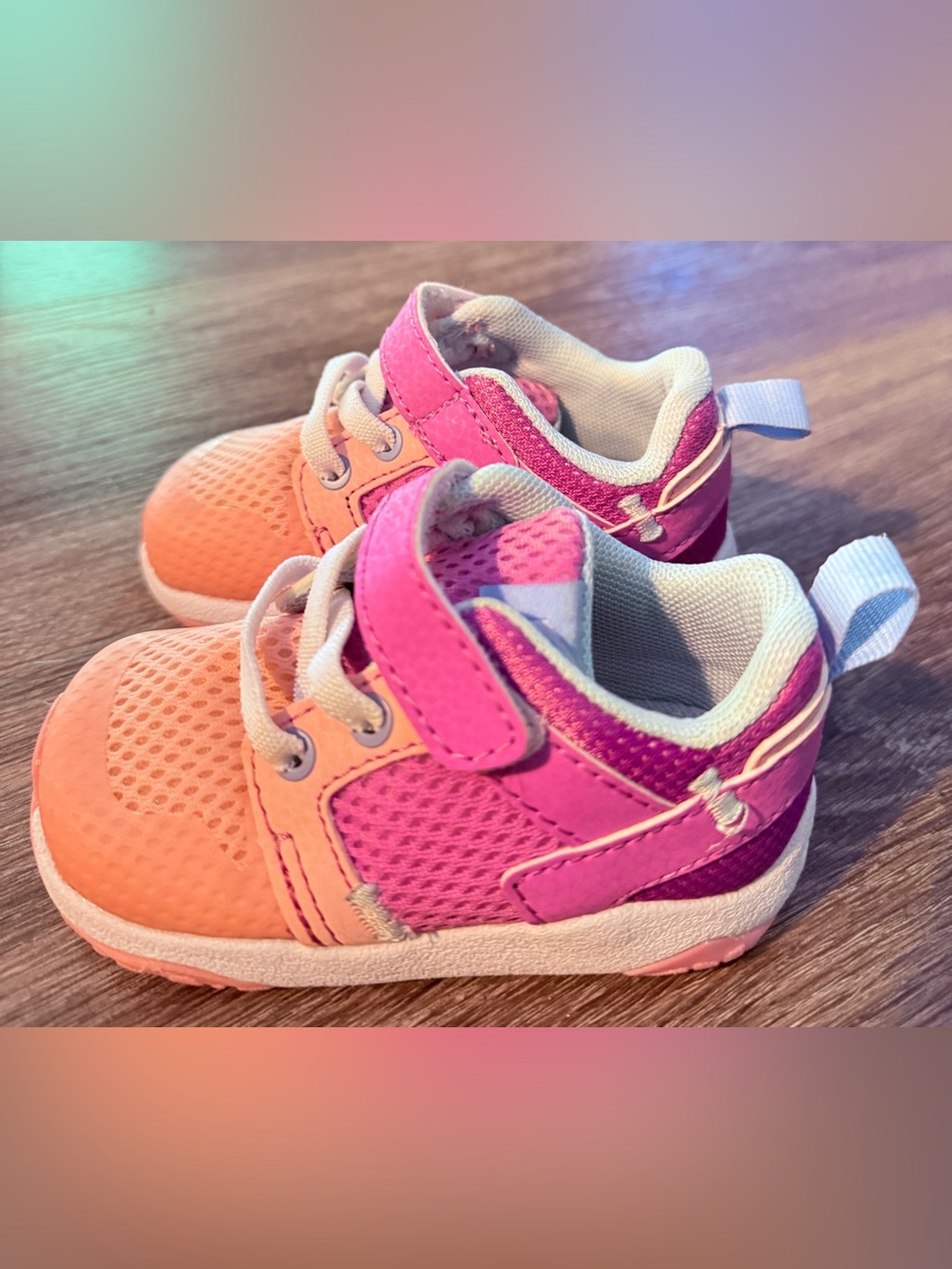 See Kai Run Viento Mini / Kids' Viento Sneaker in Peach/Hot Pink